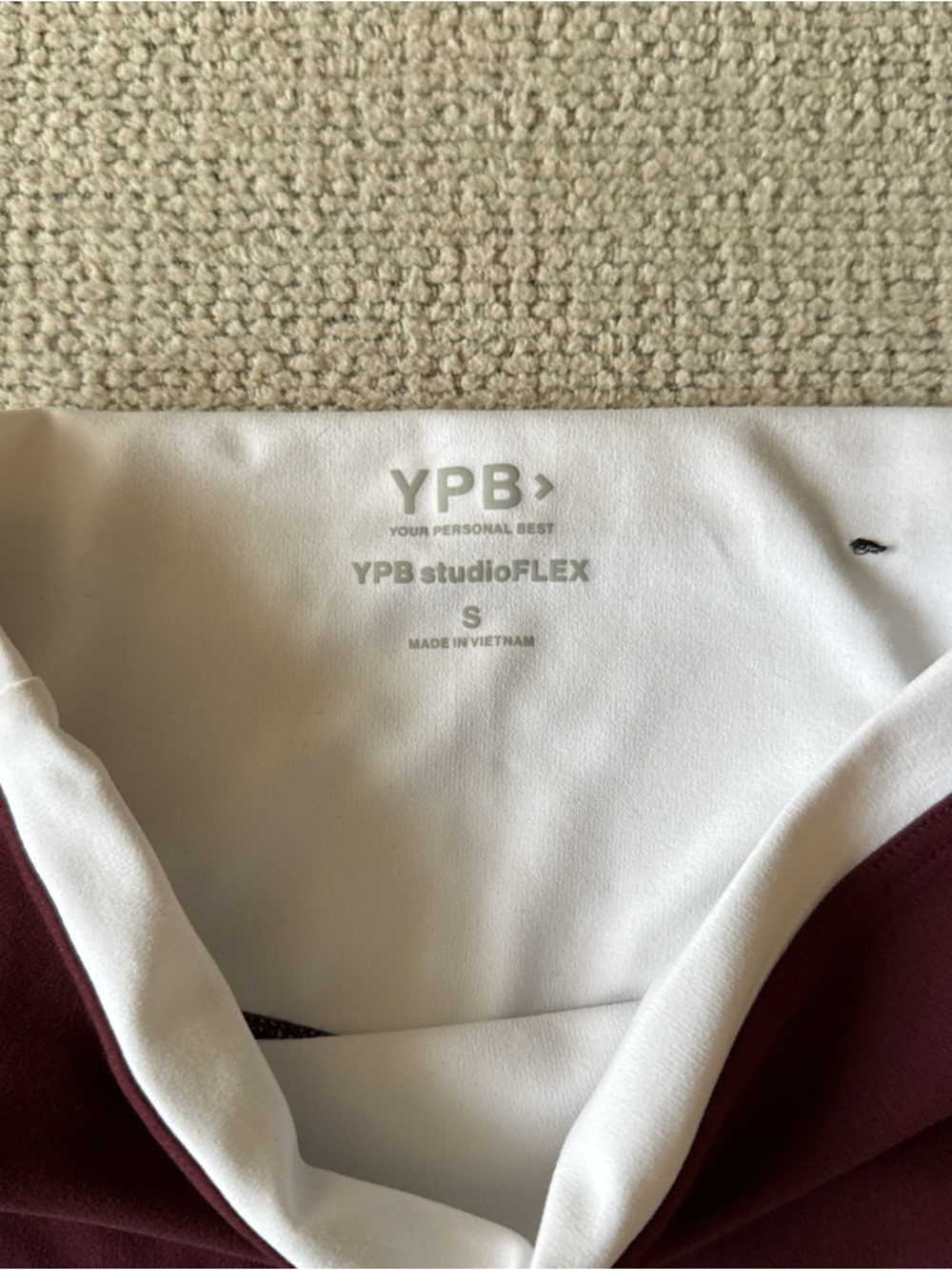 YPB High-Waist Maroon Active Shorts with White Waistband - Picture 2 of 3